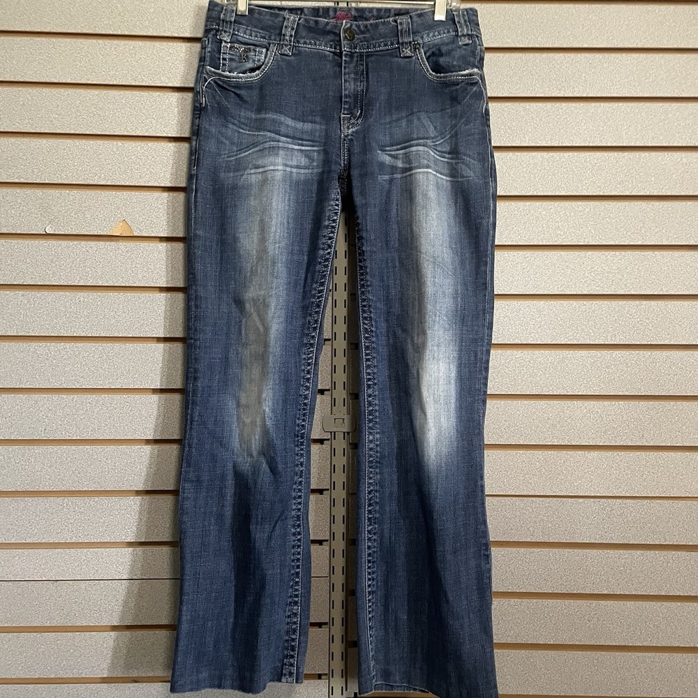 Rock & Roll Cowgirl Mid Rise Trousers Sz 31 Western Rodeo Jeans Rhinestones